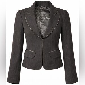 bebe Royal Blazer Y2K Dark Heather Gray Metallic Pinstripe Hook Closure Goth